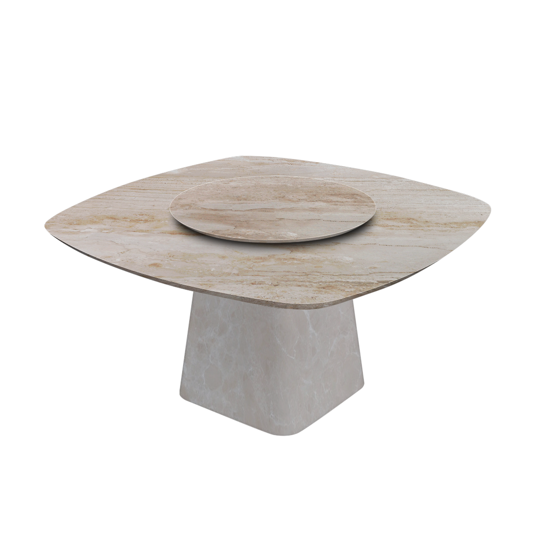 5ft Square Daino Beige Natural Marble Dining Table