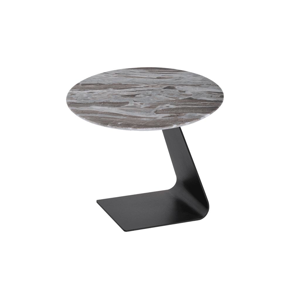 Round Toronto Brown Natural Marble Side Table (600mm)