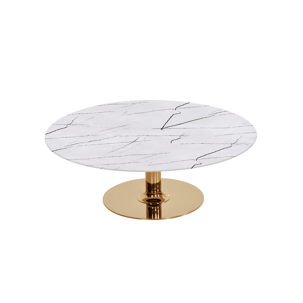 BELLA – Mix & Match Marble Coffee Table with Gold Coloured Stainless Steel Base (1000mm)