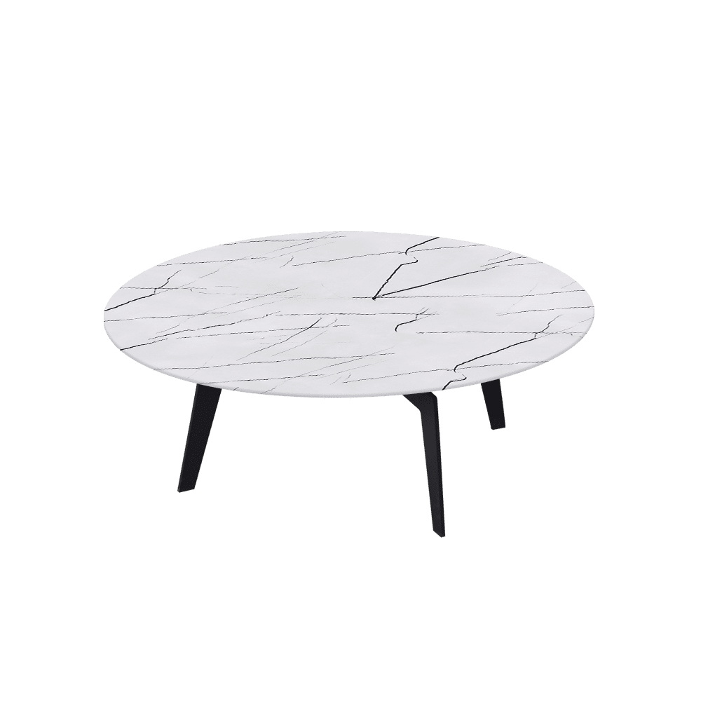 ELENA – Mix & Match Marble Coffee Table with Black Metal Leg (1000mm)