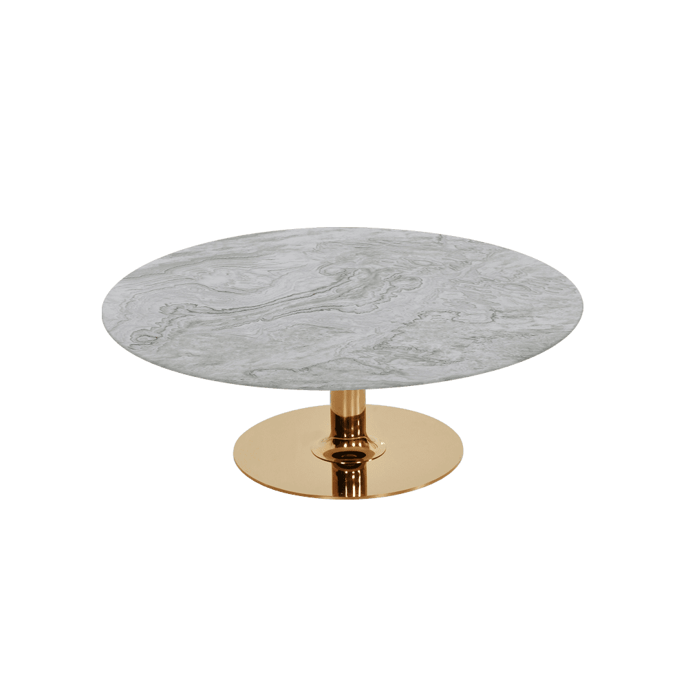 BELLA – Mix & Match Marble Coffee Table with Gold Coloured Stainless Steel Base (1000mm)