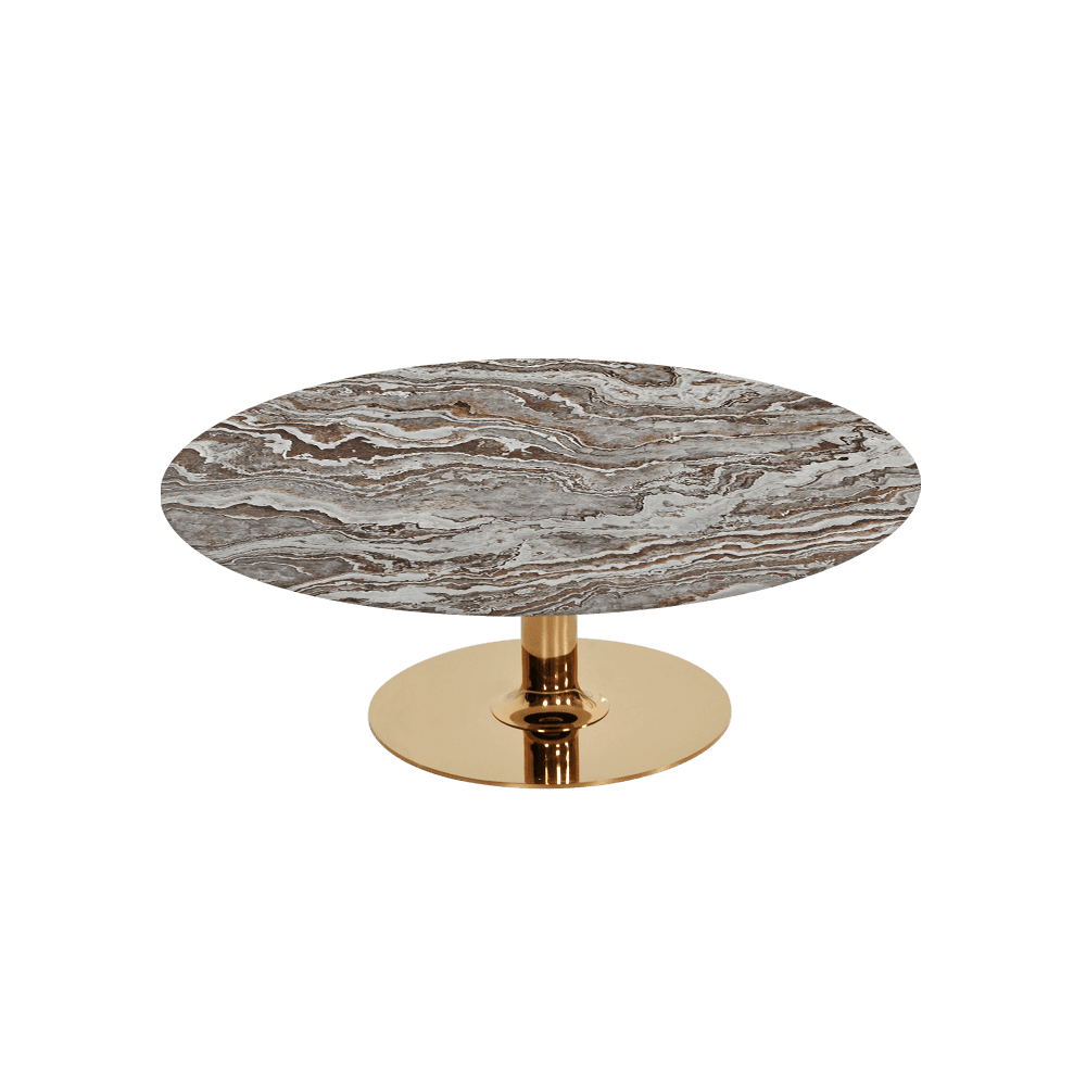 BELLA – Mix & Match Marble Coffee Table with Gold Coloured Stainless Steel Base (1000mm)