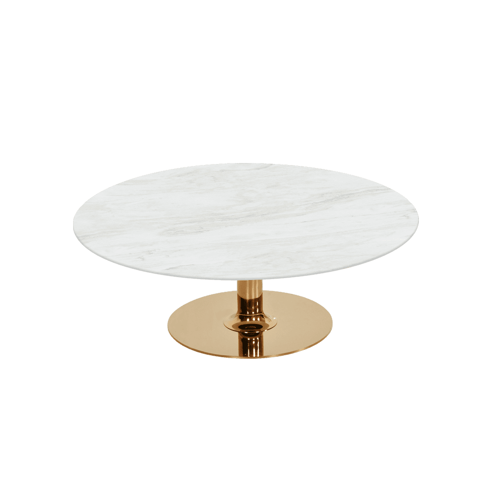 BELLA – Mix & Match Marble Coffee Table with Gold Coloured Stainless Steel Base (1000mm)