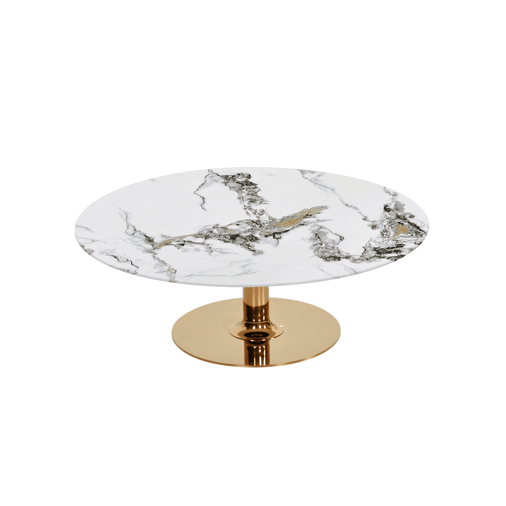 BELLA – Mix & Match Marble Coffee Table with Gold Coloured Stainless Steel Base (1000mm)