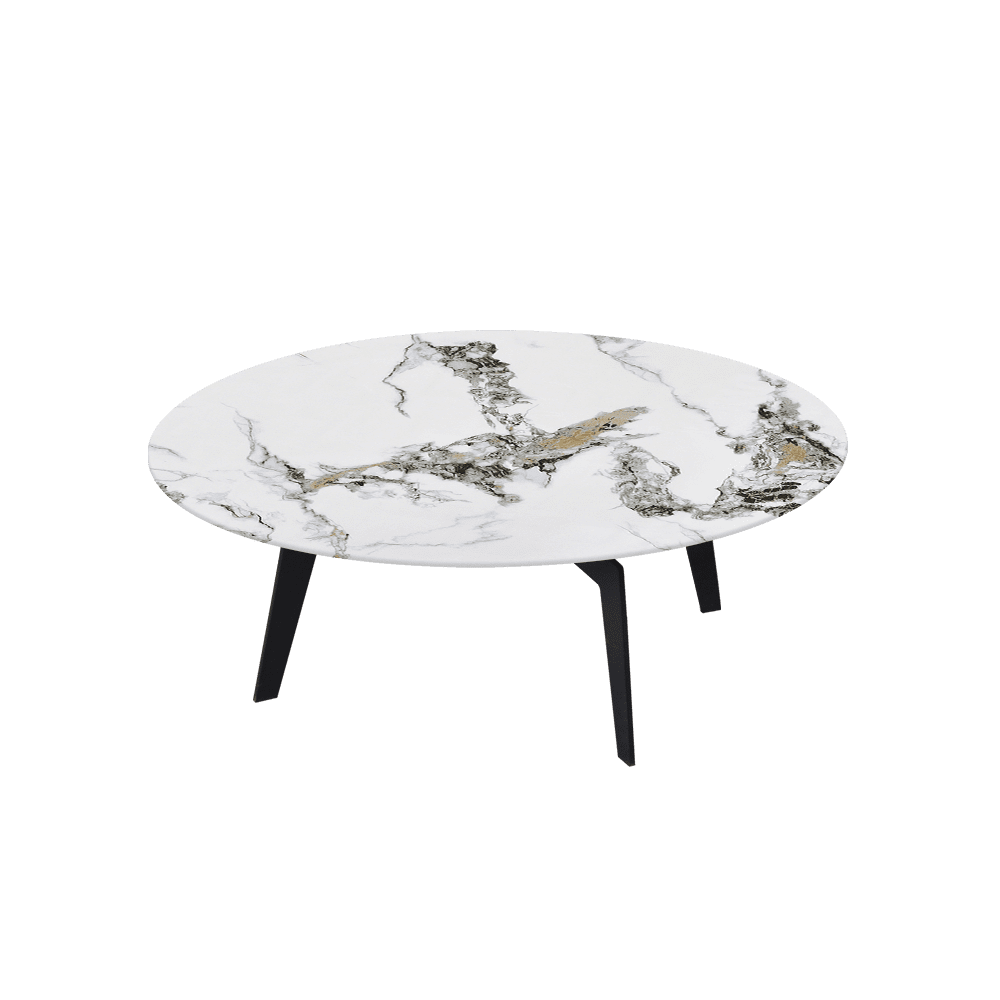 ELENA – Mix & Match Marble Coffee Table with Black Metal Leg (1000mm)