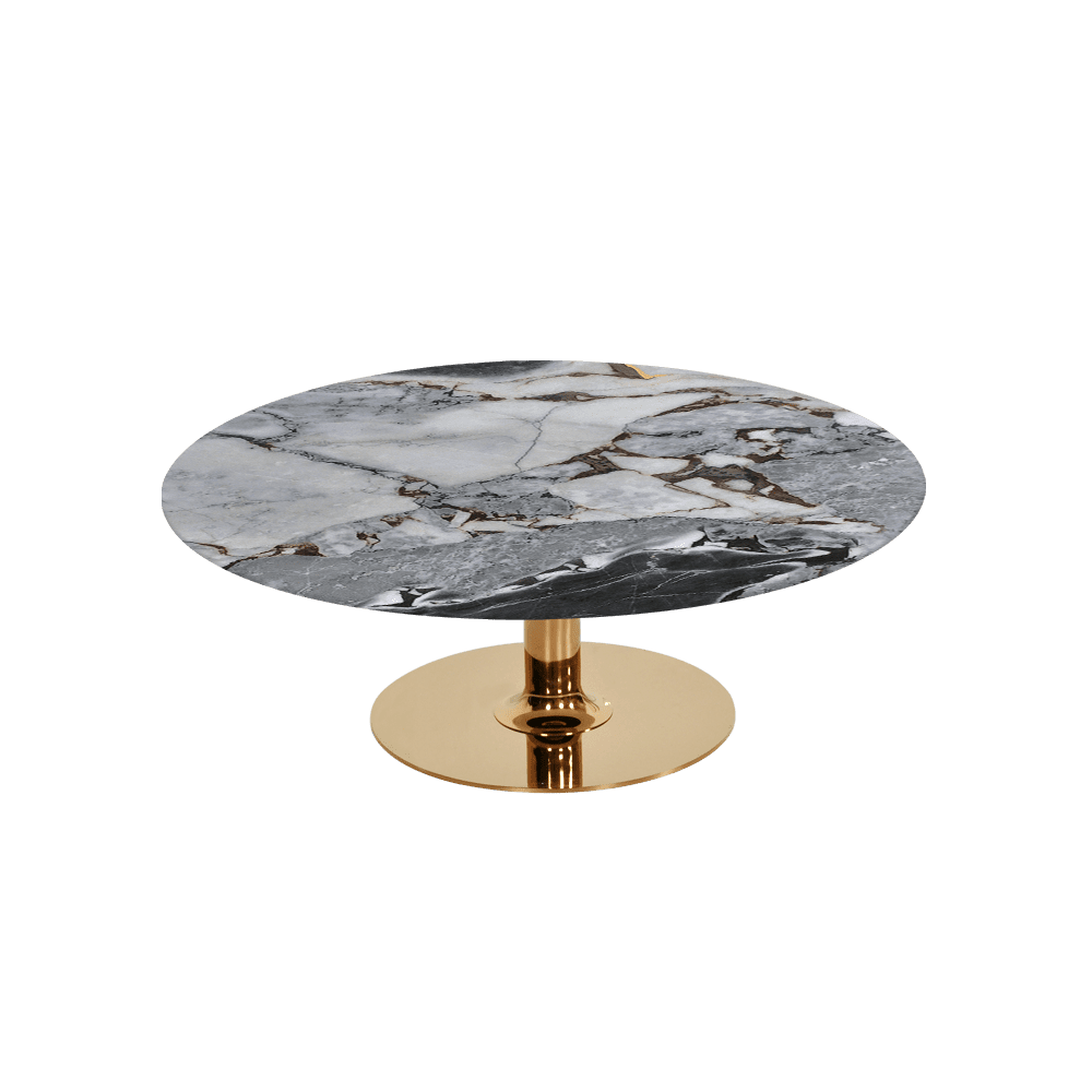 BELLA – Mix & Match Marble Coffee Table with Gold Coloured Stainless Steel Base (1000mm)