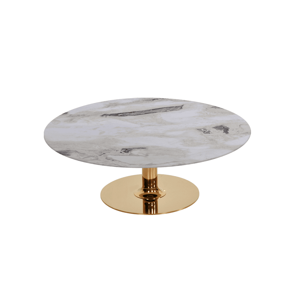 BELLA – Mix & Match Marble Coffee Table with Gold Coloured Stainless Steel Base (1000mm)