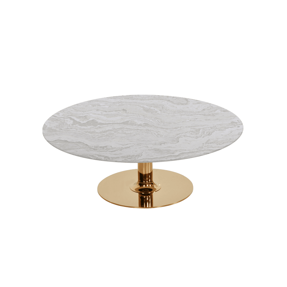 BELLA – Mix & Match Marble Coffee Table with Gold Coloured Stainless Steel Base (1000mm)