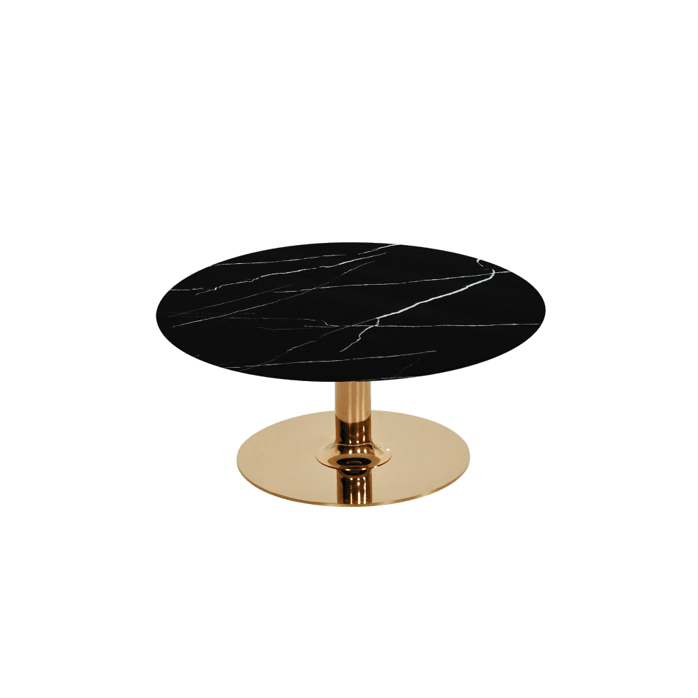 BELLA – Mix & Match Marble Coffee Table with Gold Coloured Stainless Steel Base (800mm)