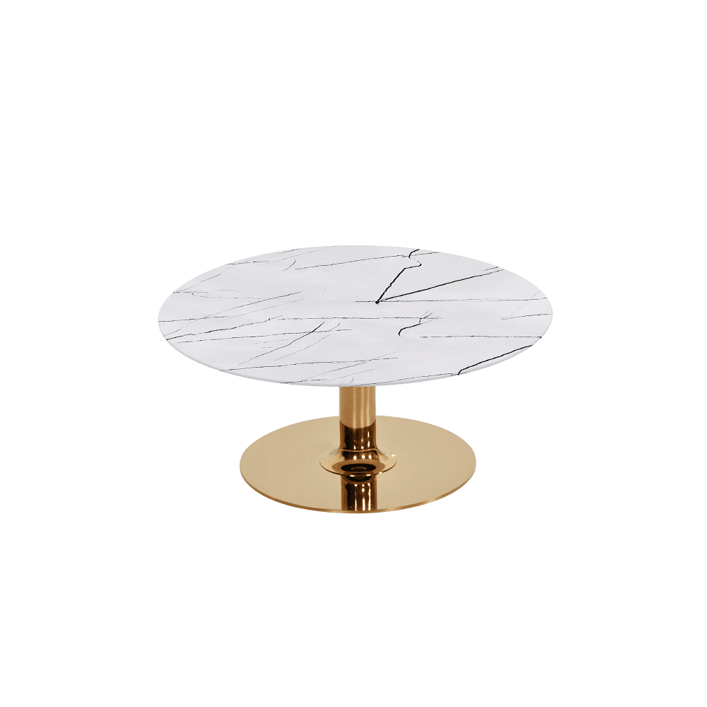 BELLA – Mix & Match Marble Coffee Table with Gold Coloured Stainless Steel Base (800mm)
