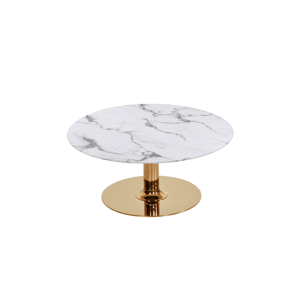 BELLA – Mix & Match Marble Coffee Table with Gold Coloured Stainless Steel Base (800mm)
