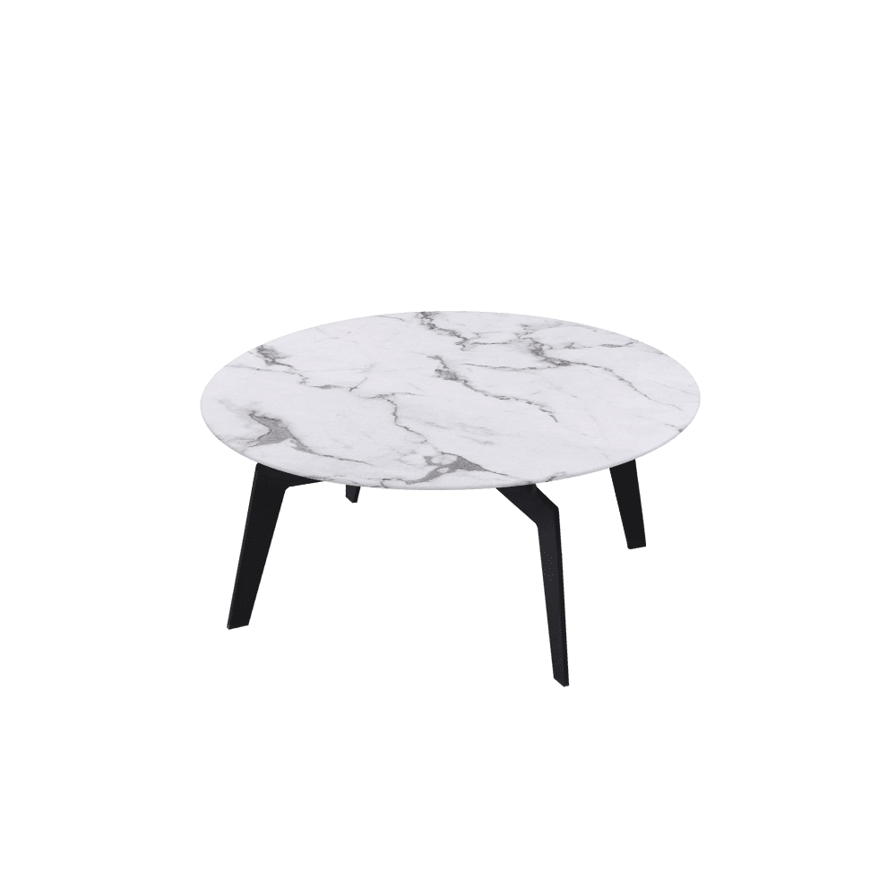 ELENA – Mix & Match Marble Coffee Table with Black Metal Leg (0.8m)