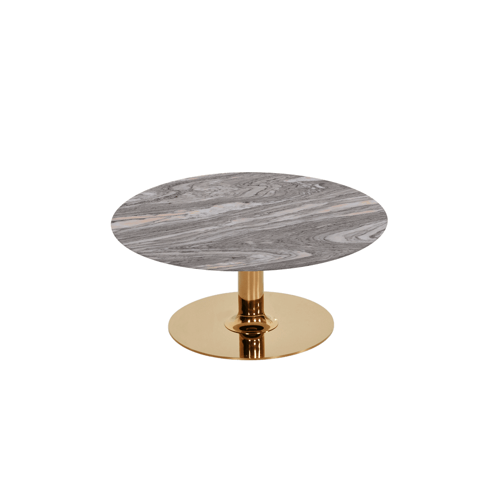 BELLA – Mix & Match Marble Coffee Table with Gold Coloured Stainless Steel Base (800mm)