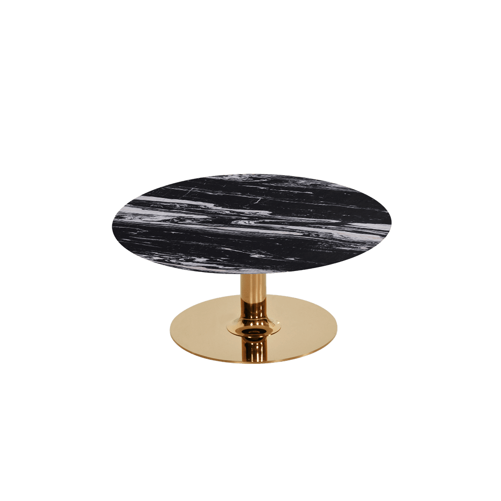 BELLA – Mix & Match Marble Coffee Table with Gold Coloured Stainless Steel Base (800mm)