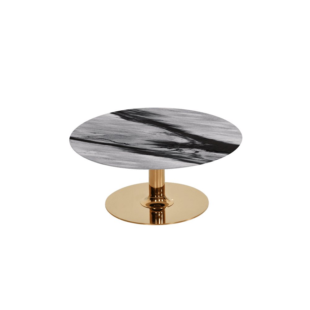 BELLA – Mix & Match Marble Coffee Table with Gold Coloured Stainless Steel Base (800mm)