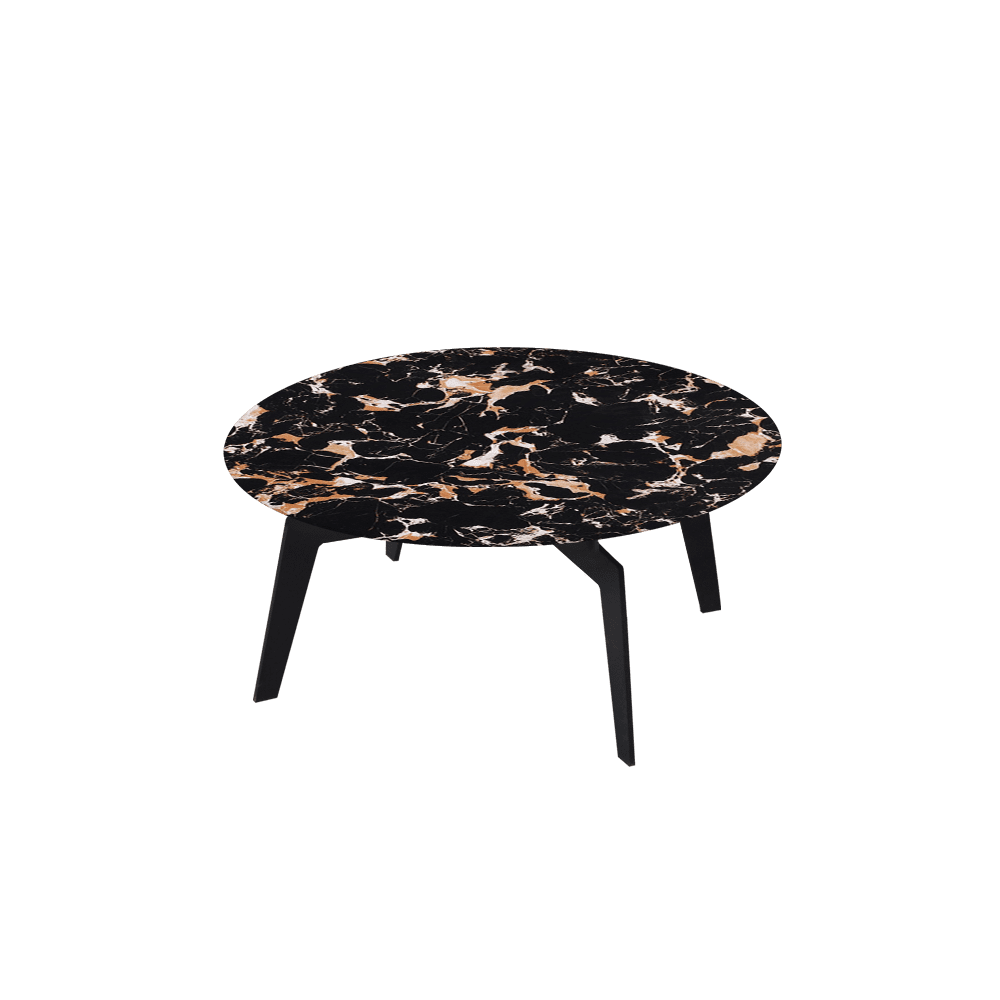 ELENA – Mix & Match Marble Coffee Table with Black Metal Leg (0.8m)