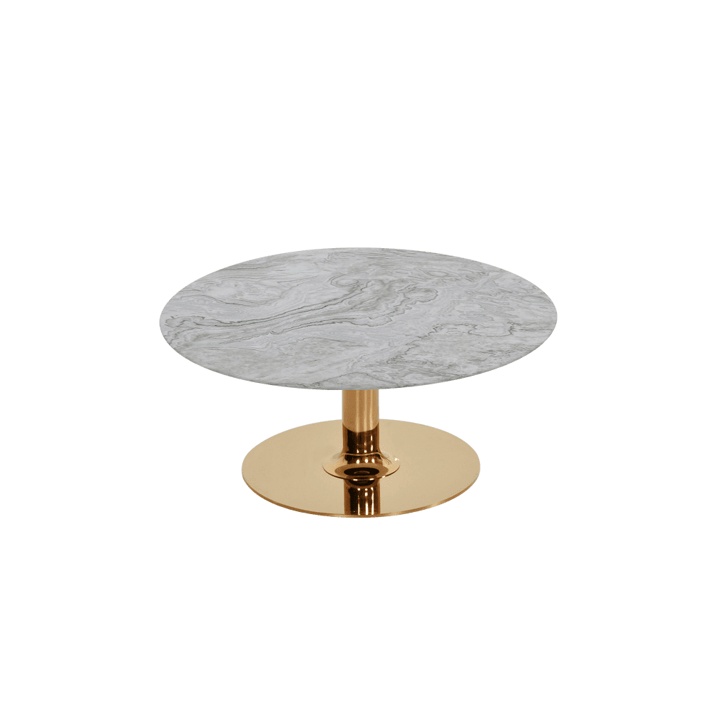 BELLA – Mix & Match Marble Coffee Table with Gold Coloured Stainless Steel Base (800mm)