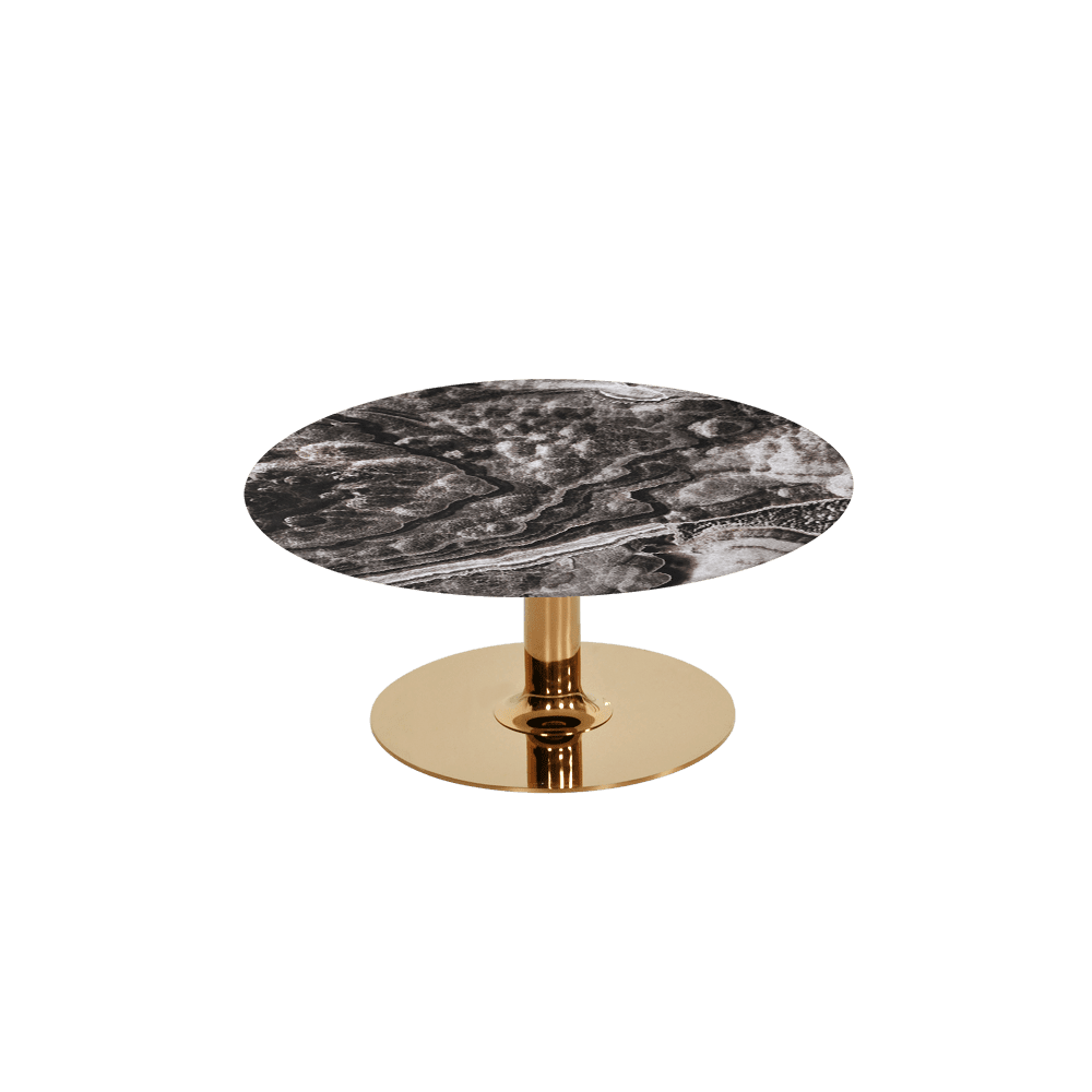 BELLA – Mix & Match Marble Coffee Table with Gold Coloured Stainless Steel Base (800mm)