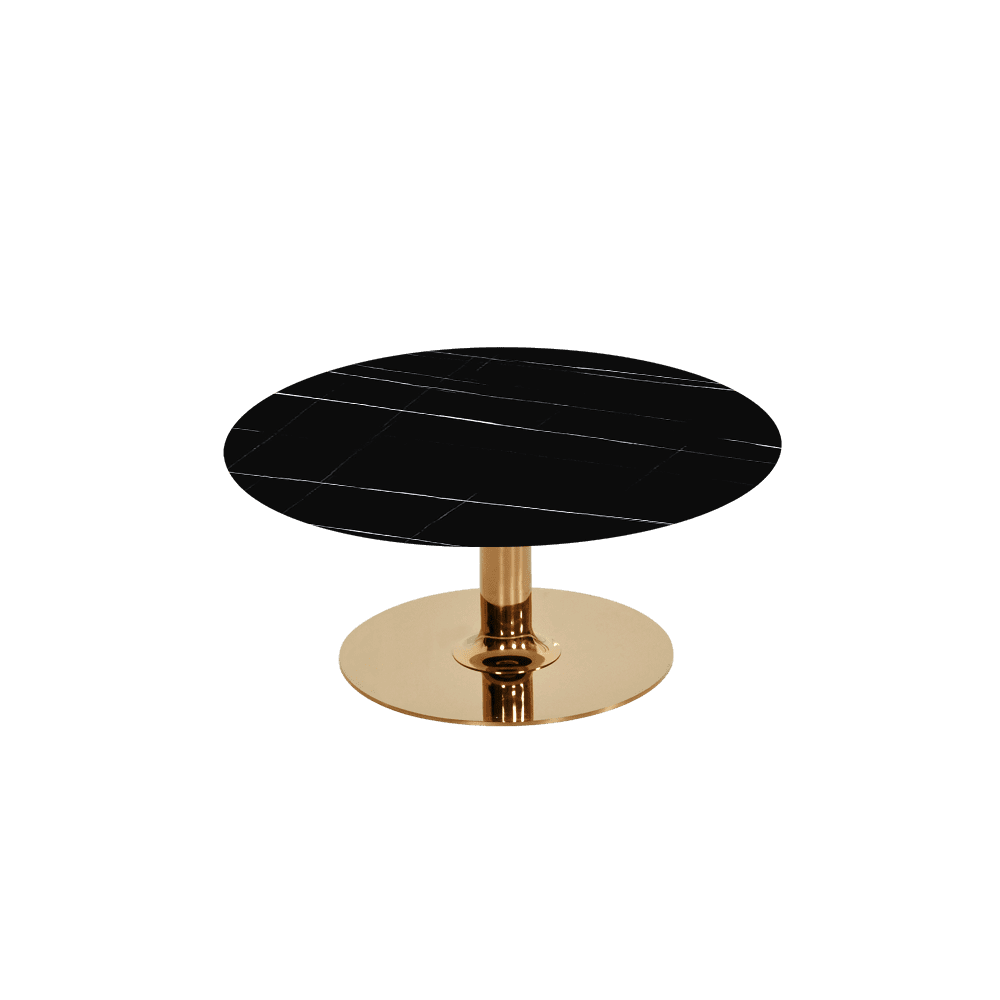 BELLA – Mix & Match Marble Coffee Table with Gold Coloured Stainless Steel Base (800mm)
