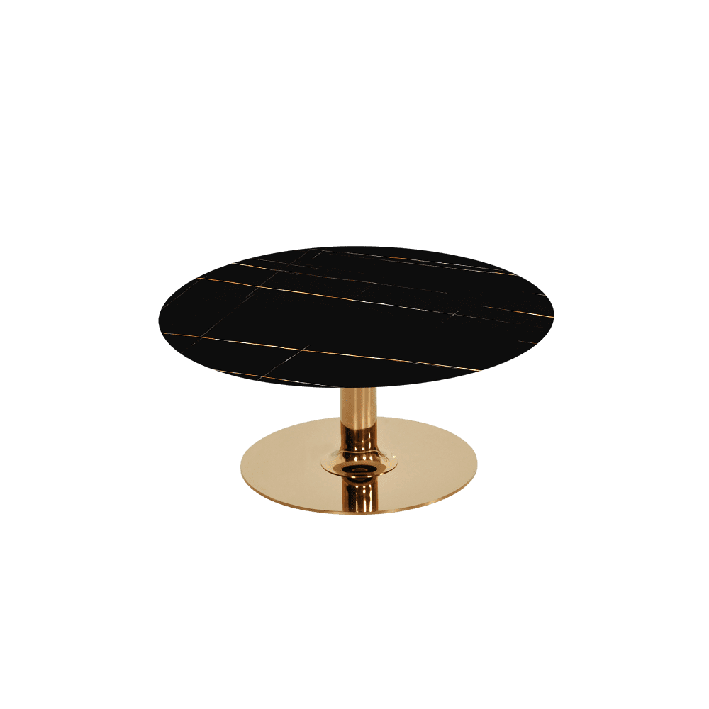 BELLA – Mix & Match Marble Coffee Table with Gold Coloured Stainless Steel Base (800mm)