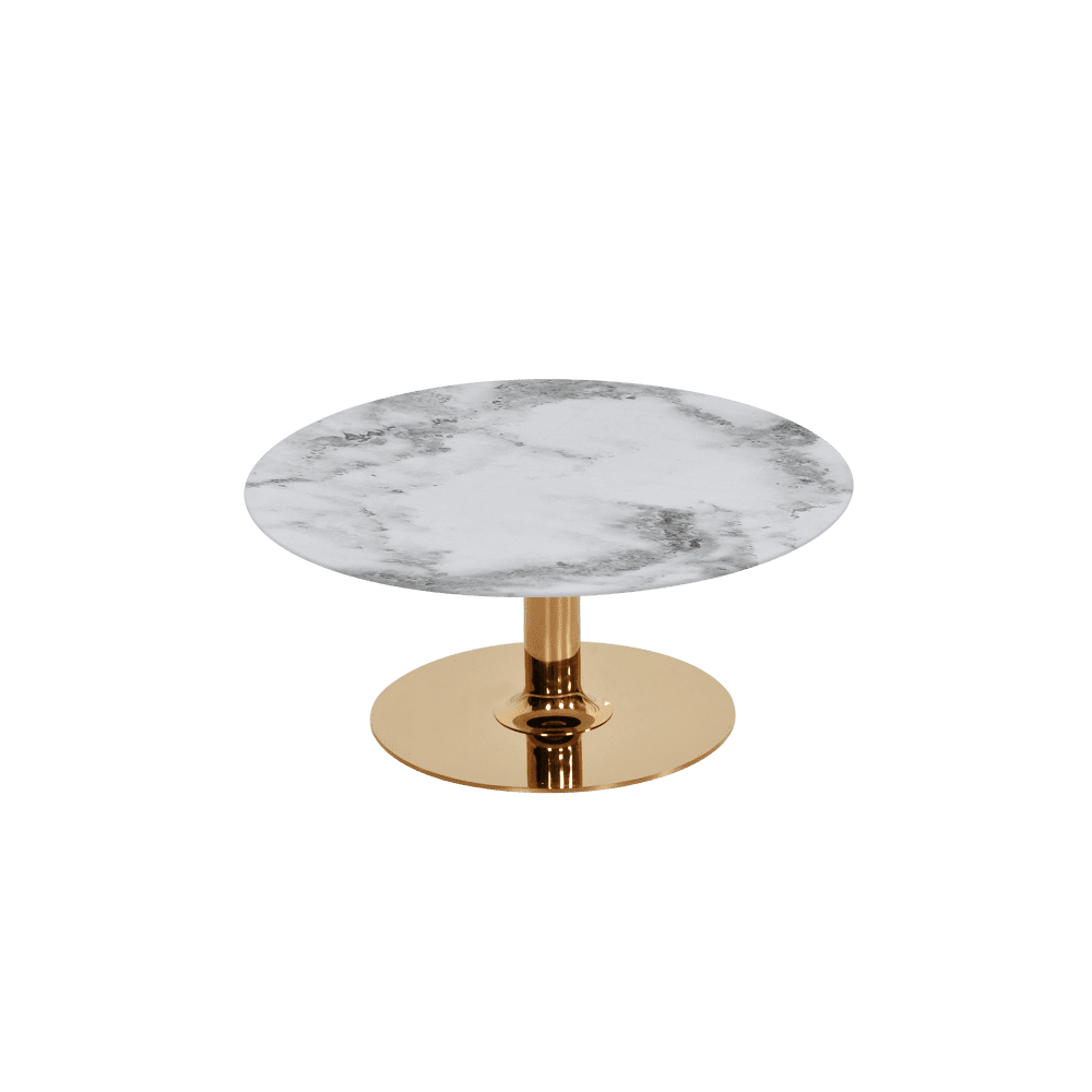 BELLA – Mix & Match Marble Coffee Table with Gold Coloured Stainless Steel Base (800mm)
