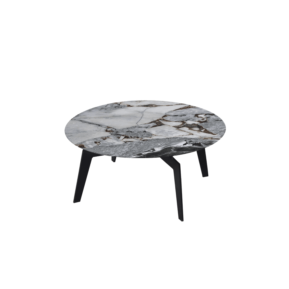 ELENA – Mix & Match Marble Coffee Table with Black Metal Leg (0.8m)