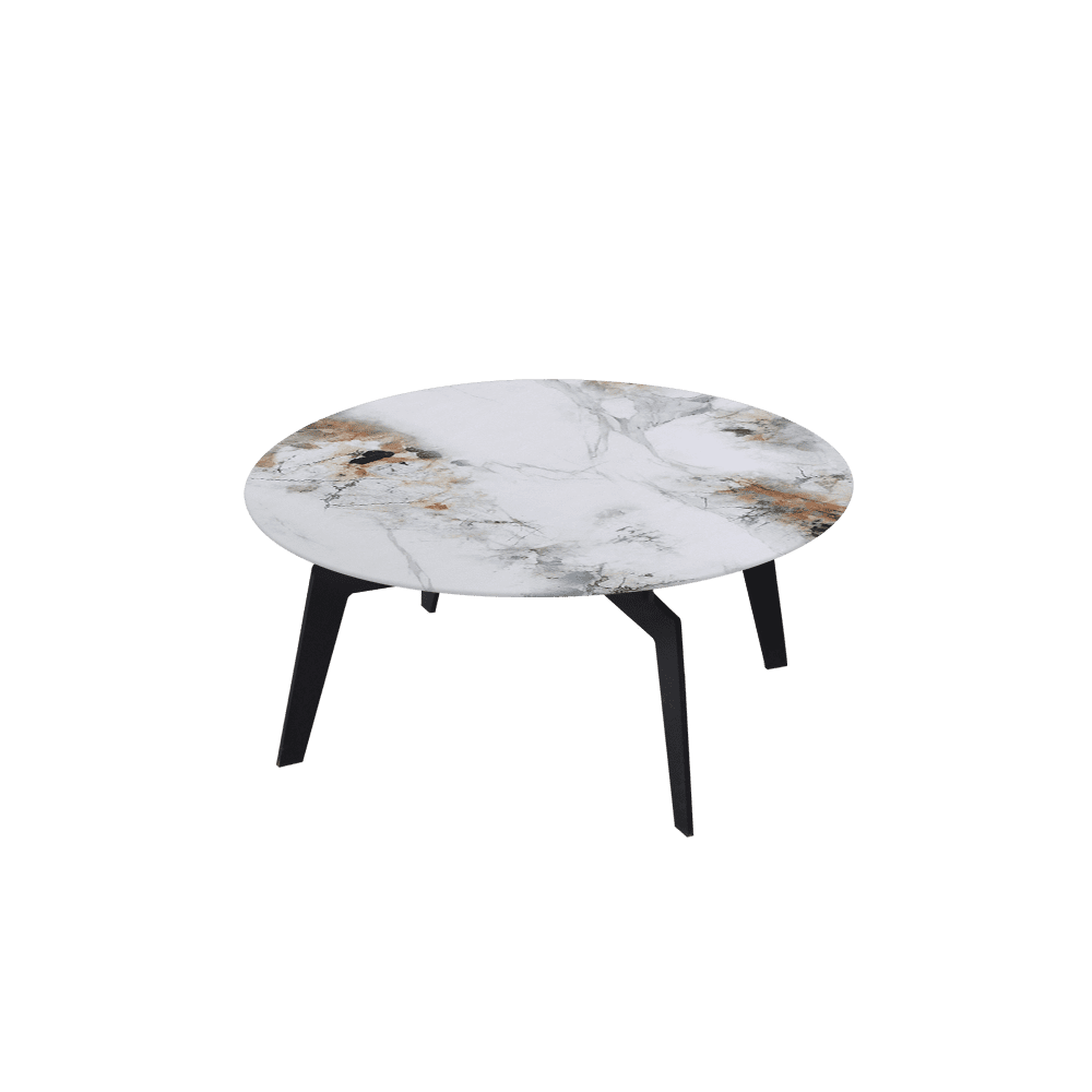 ELENA – Mix & Match Marble Coffee Table with Black Metal Leg (0.8m)