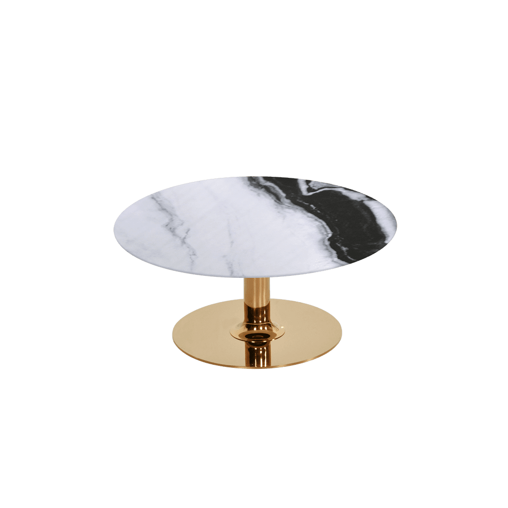 BELLA – Mix & Match Marble Coffee Table with Gold Coloured Stainless Steel Base (800mm)