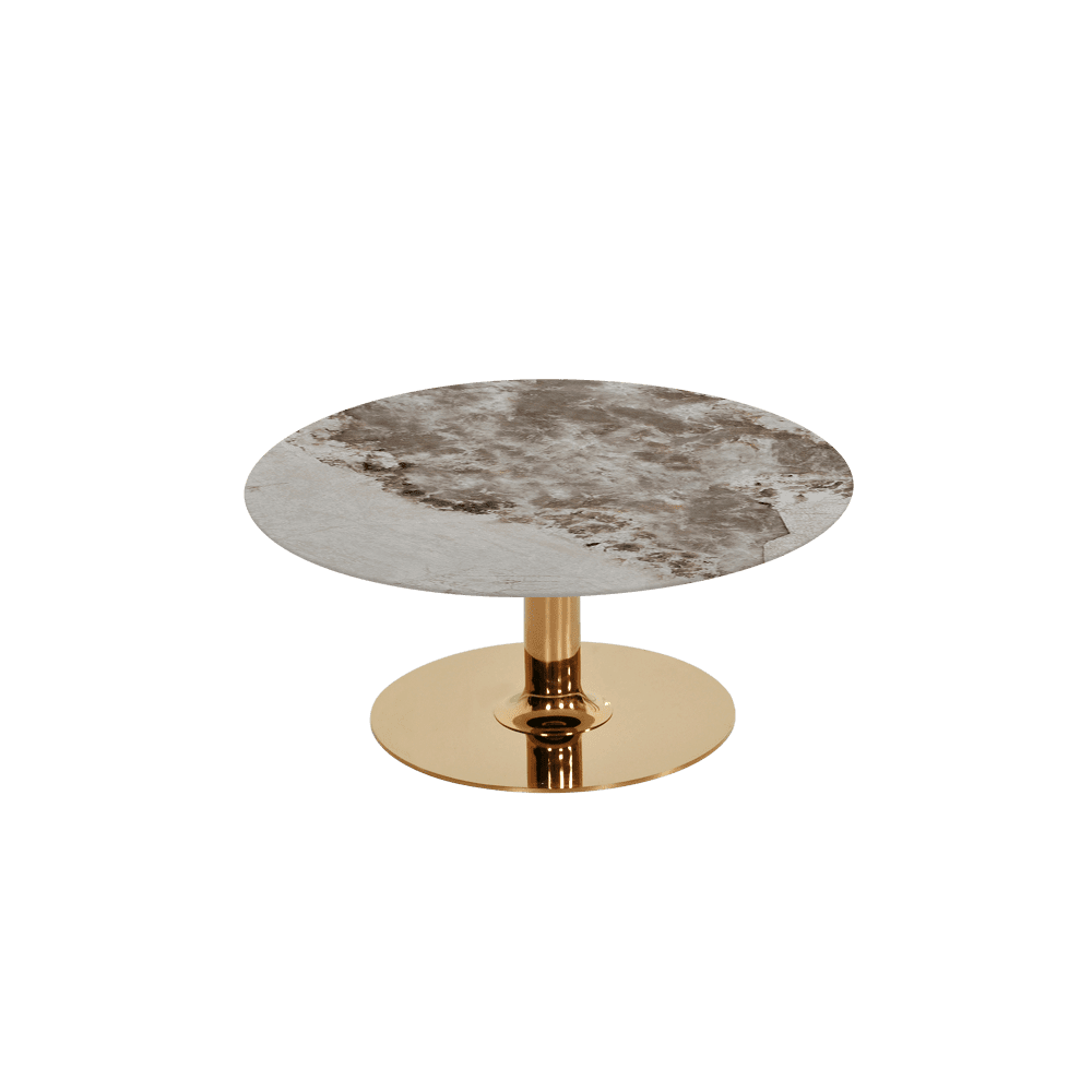 BELLA – Mix & Match Marble Coffee Table with Gold Coloured Stainless Steel Base (800mm)