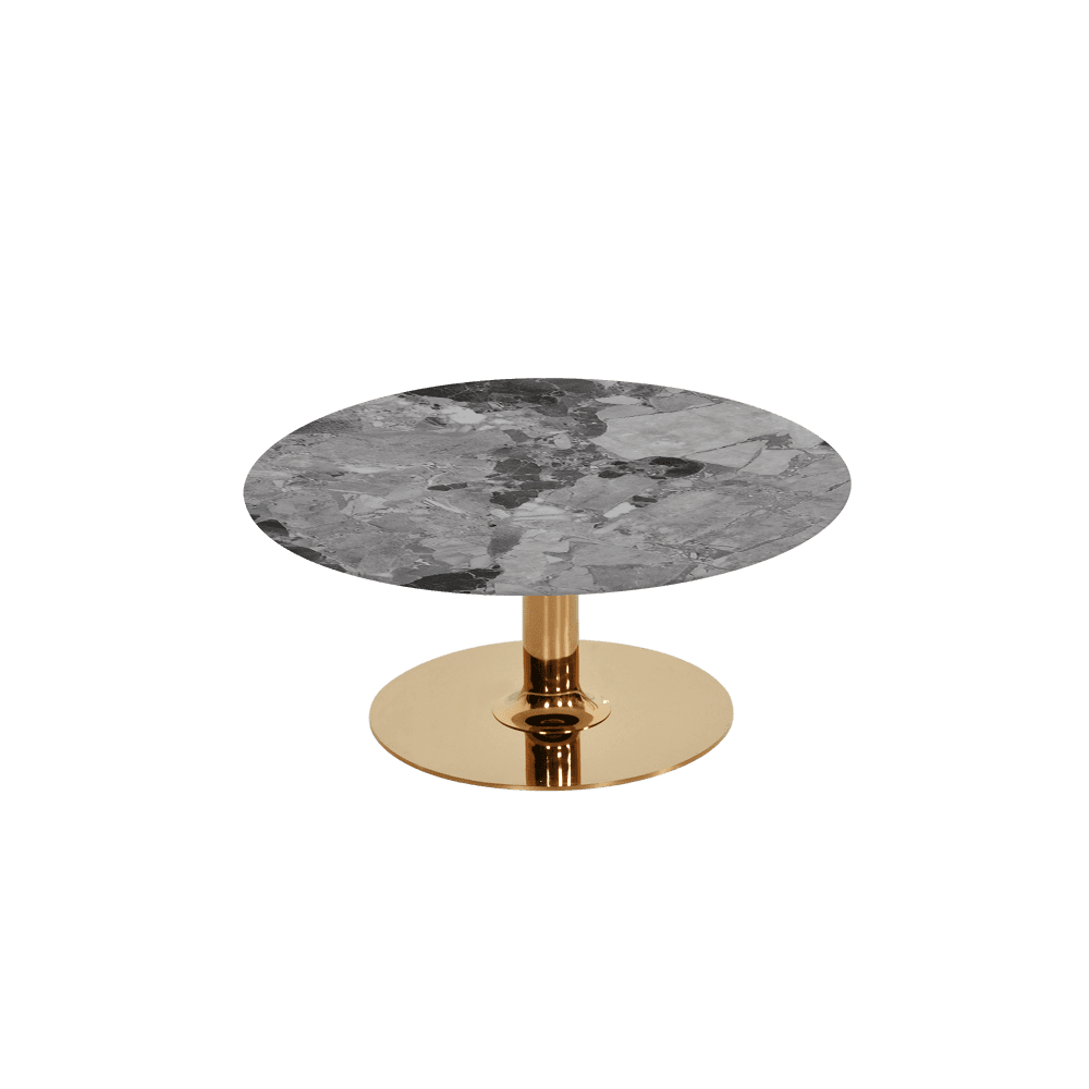BELLA – Mix & Match Marble Coffee Table with Gold Coloured Stainless Steel Base (800mm)