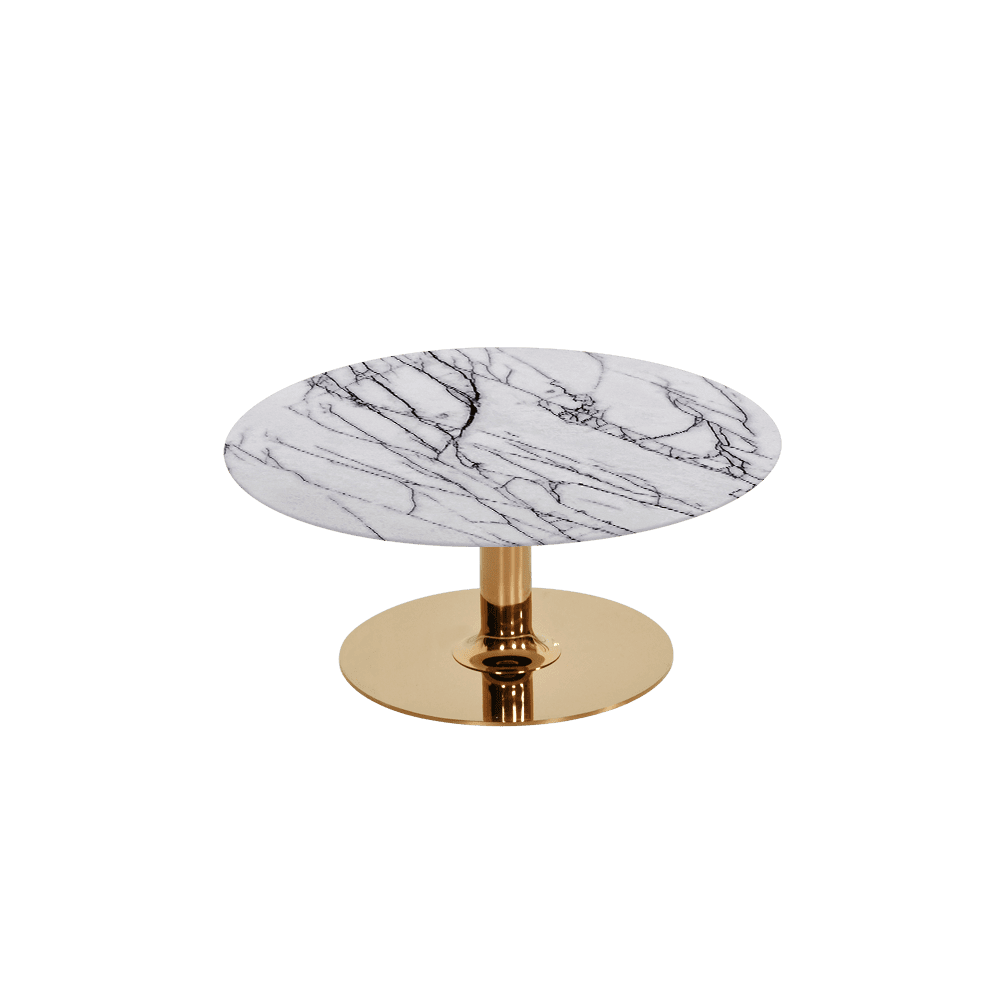 BELLA – Mix & Match Marble Coffee Table with Gold Coloured Stainless Steel Base (800mm)