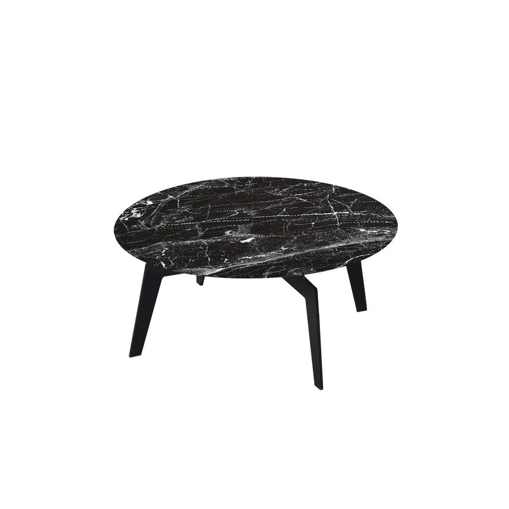 ELENA – Mix & Match Marble Coffee Table with Black Metal Leg (0.8m)