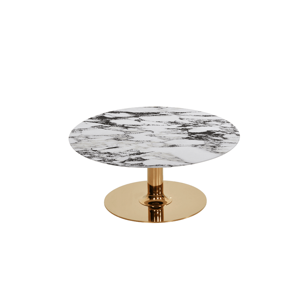 BELLA – Mix & Match Marble Coffee Table with Gold Coloured Stainless Steel Base (800mm)