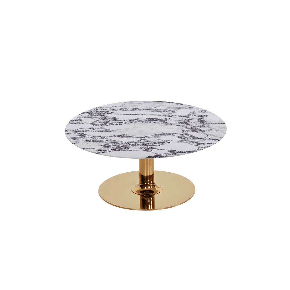 BELLA – Mix & Match Marble Coffee Table with Gold Coloured Stainless Steel Base (800mm)