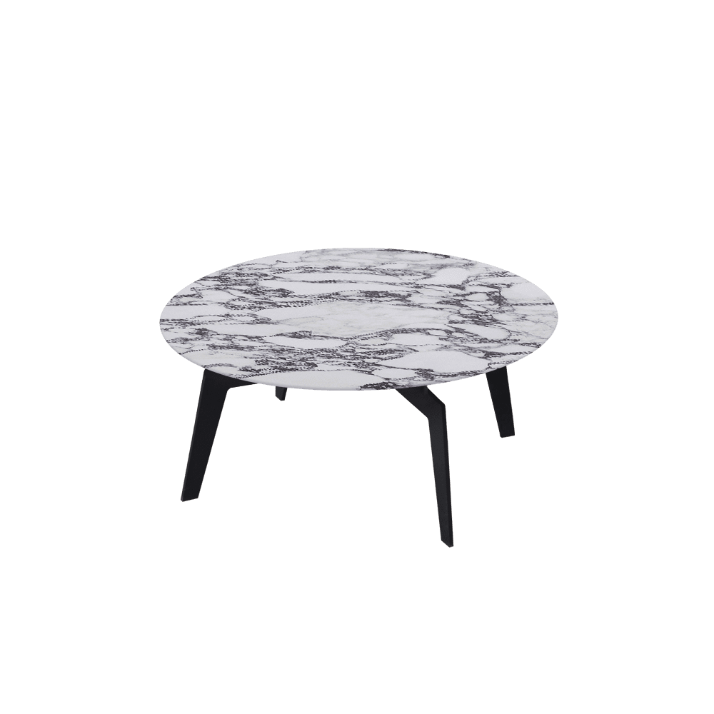 ELENA – Mix & Match Marble Coffee Table with Black Metal Leg (0.8m)