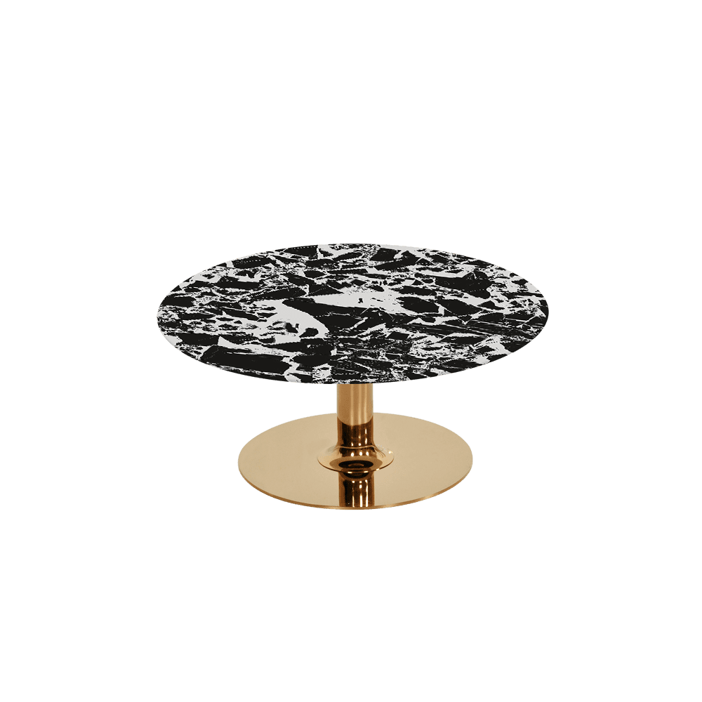BELLA – Mix & Match Marble Coffee Table with Gold Coloured Stainless Steel Base (800mm)