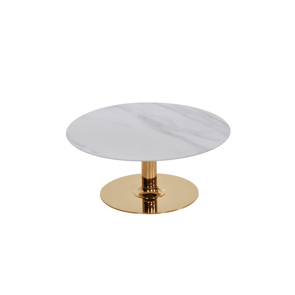 BELLA – Mix & Match Marble Coffee Table with Gold Coloured Stainless Steel Base (800mm)