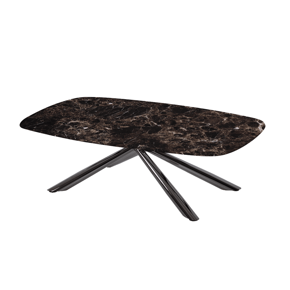 XYLIA – Mix & Match Marble Coffee Table with Black Glossy Metal Leg (1200mm x 700mm)