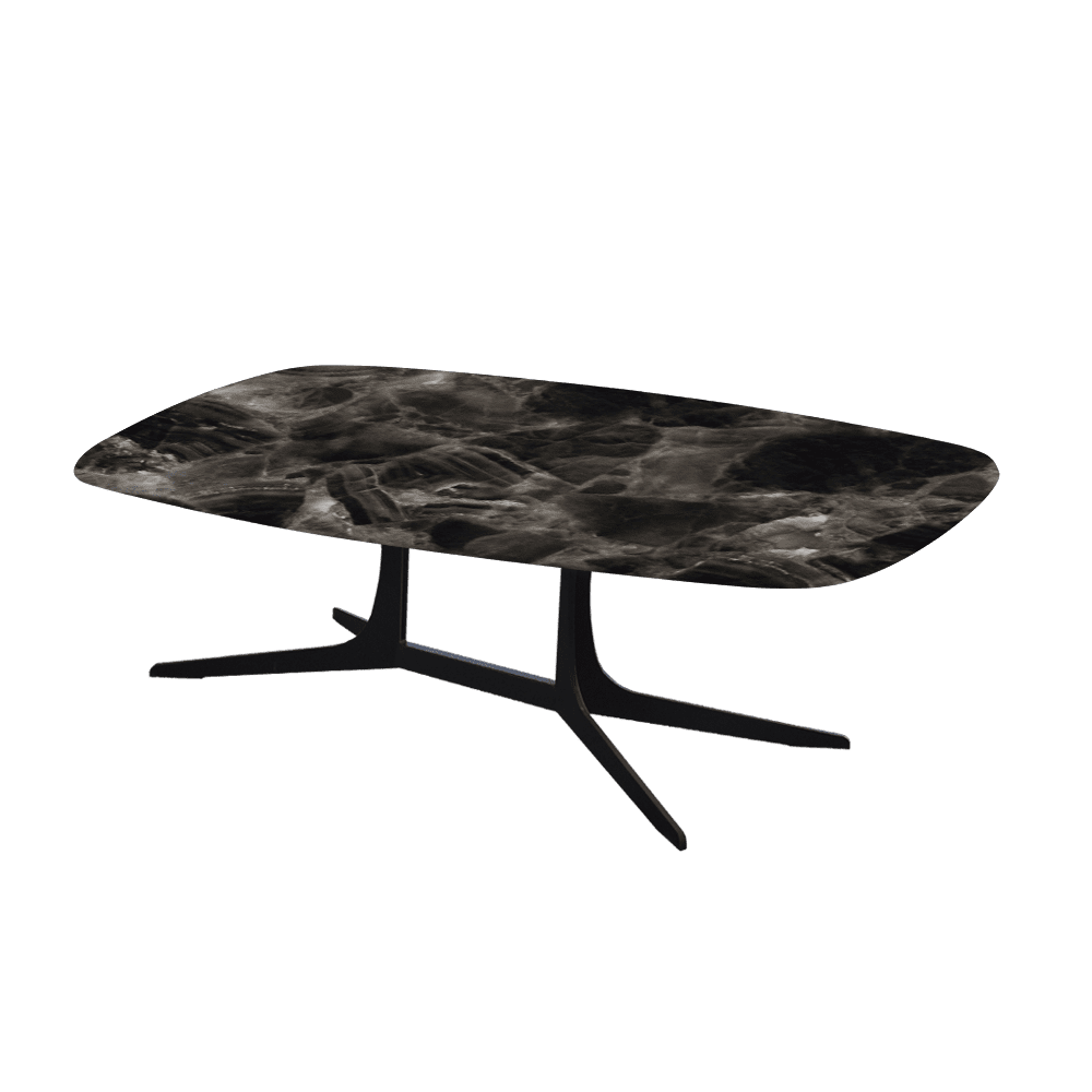 HANNA – Mix & Match Marble Coffee Table with Black Metal Leg (1200mm x 700mm)