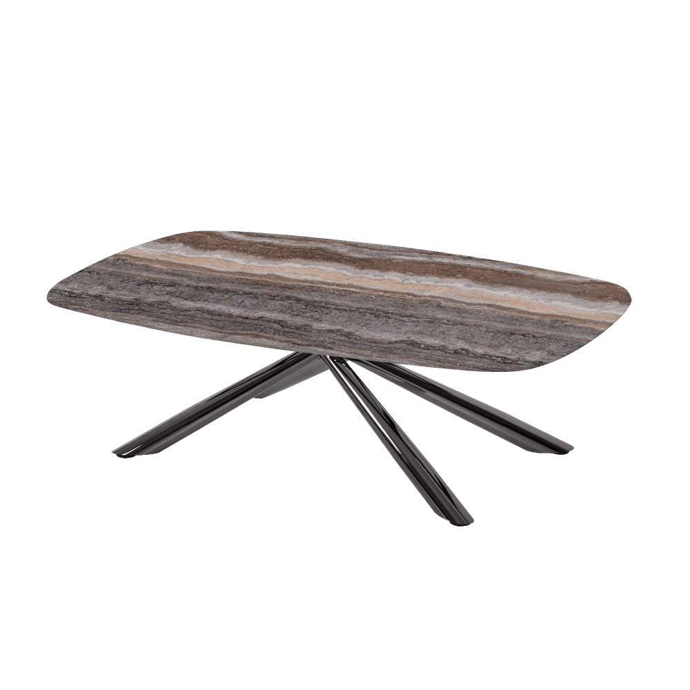 XYLIA – Mix & Match Marble Coffee Table with Black Glossy Metal Leg (1200mm x 700mm)