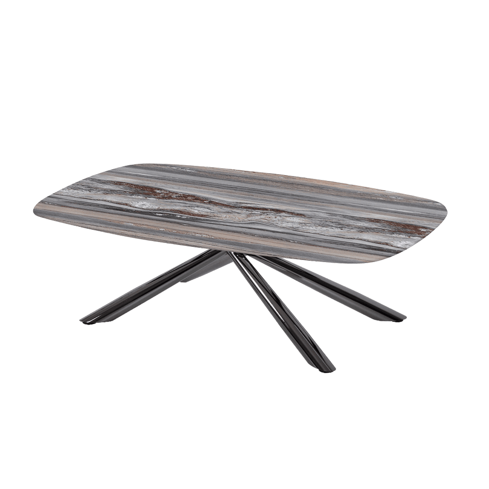 XYLIA – Mix & Match Marble Coffee Table with Black Glossy Metal Leg (1200mm x 700mm)