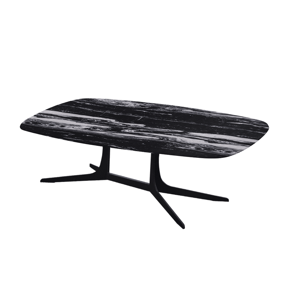 HANNA – Mix & Match Marble Coffee Table with Black Metal Leg (1200mm x 700mm)