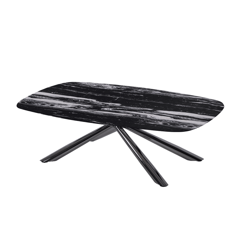 XYLIA – Mix & Match Marble Coffee Table with Black Glossy Metal Leg (1200mm x 700mm)