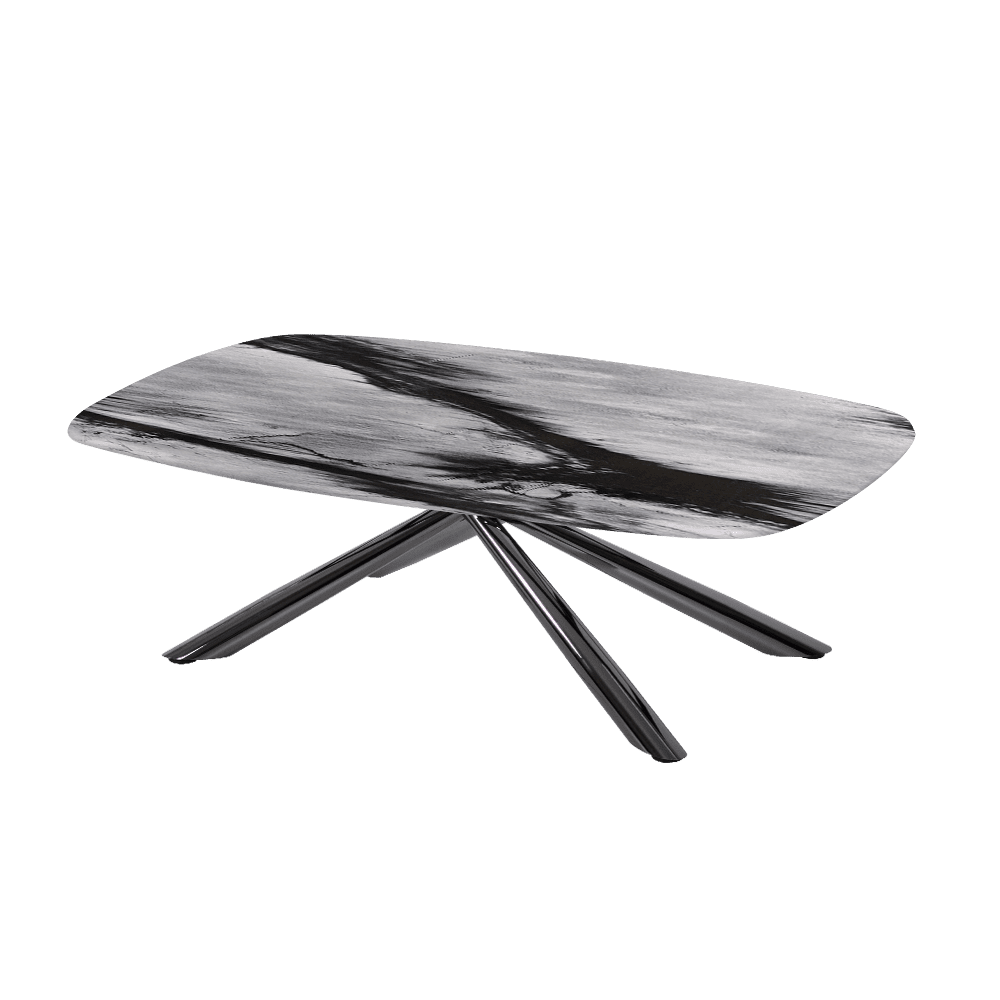 XYLIA – Mix & Match Marble Coffee Table with Black Glossy Metal Leg (1200mm x 700mm)