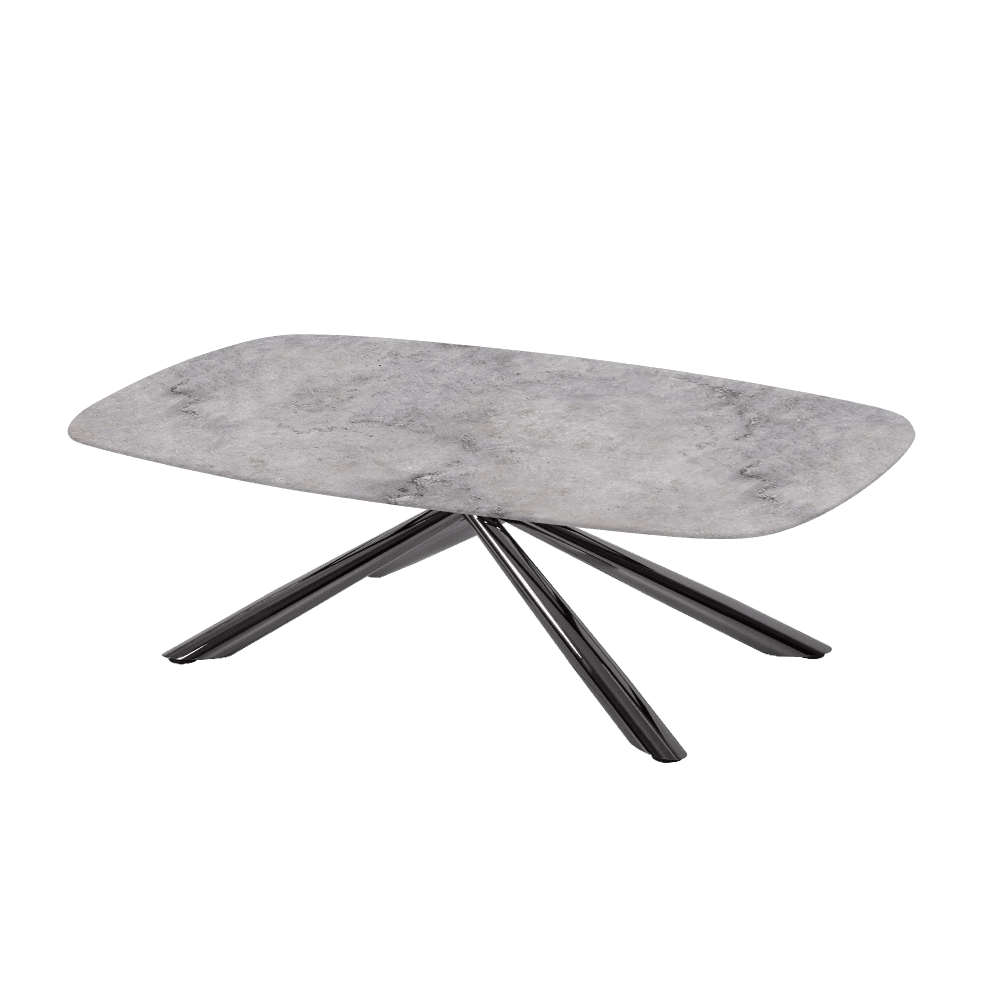 XYLIA – Mix & Match Marble Coffee Table with Black Glossy Metal Leg (1200mm x 700mm)