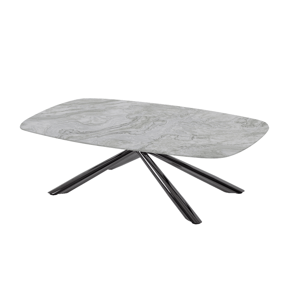 XYLIA – Mix & Match Marble Coffee Table with Black Glossy Metal Leg (1200mm x 700mm)