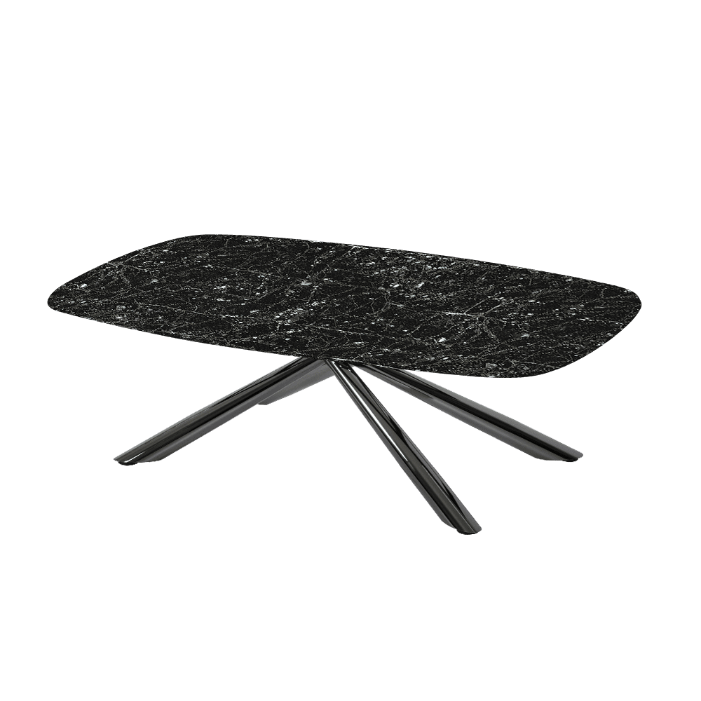XYLIA – Mix & Match Marble Coffee Table with Black Glossy Metal Leg (1200mm x 700mm)
