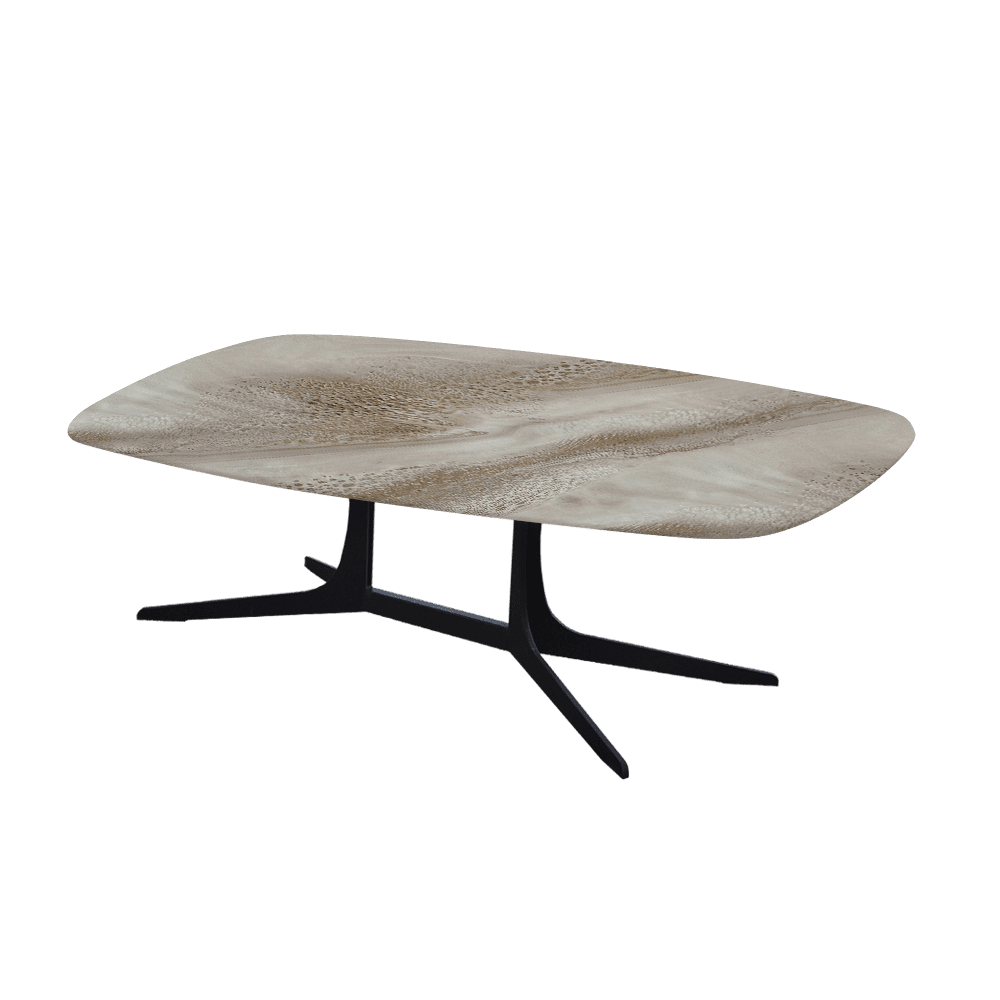HANNA – Mix & Match Marble Coffee Table with Black Metal Leg (1200mm x 700mm)