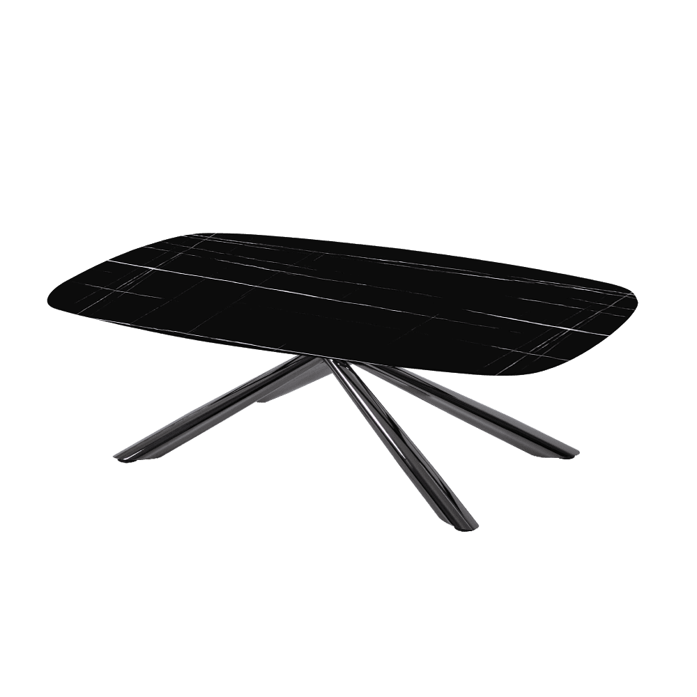 XYLIA – Mix & Match Marble Coffee Table with Black Glossy Metal Leg (1200mm x 700mm)