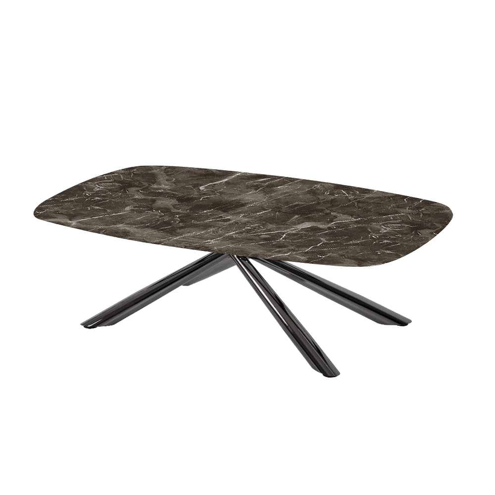 XYLIA – Mix & Match Marble Coffee Table with Black Glossy Metal Leg (1200mm x 700mm)